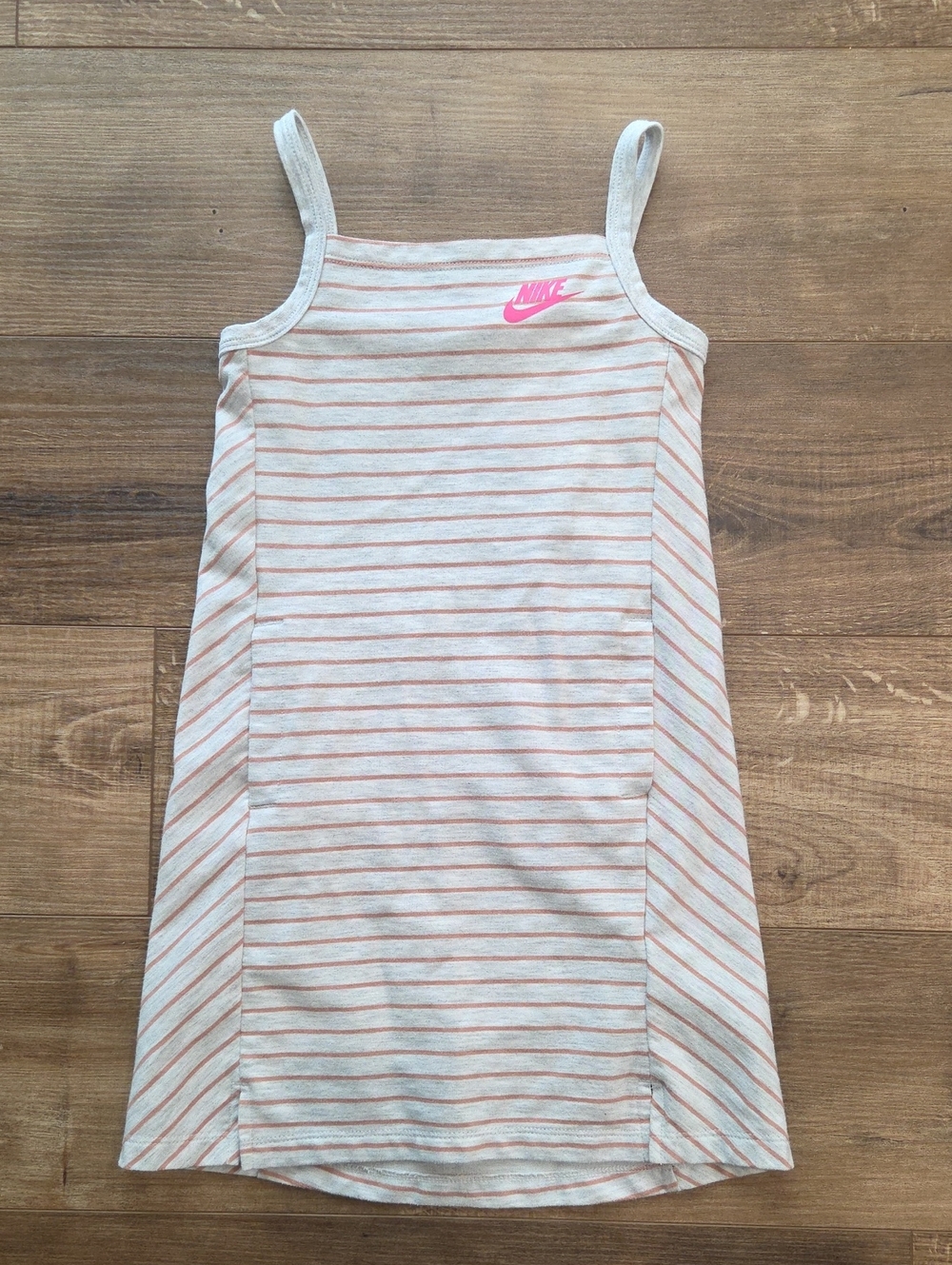 Nike Girls White and Pink Striped Camisole Dress